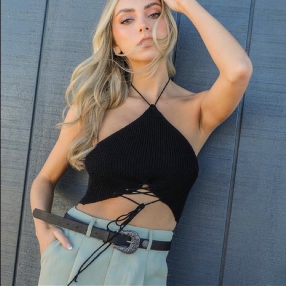Boho Knit Halter Bralette Top